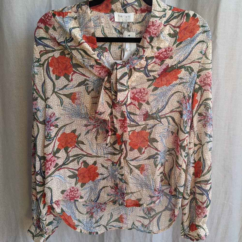 Floral Button Up with Neck Tie